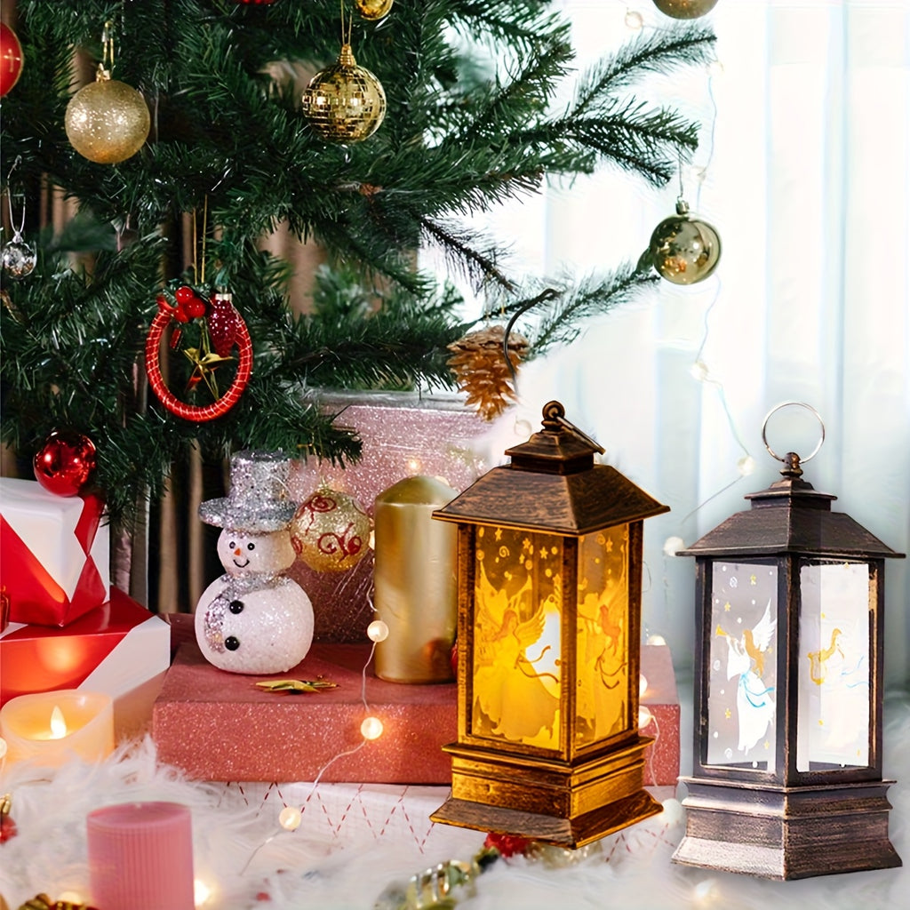 4pcs Set of Festive Christmas Mini Lanterns with Candle Effect Fairy Tale Creators-Santa Claus, Snowman, Reindeer, And Angel, Indoor Decoration, Dry Cell Battery Powered, The Perfect Choice for Festive Home Decoration And Christmas Decorations