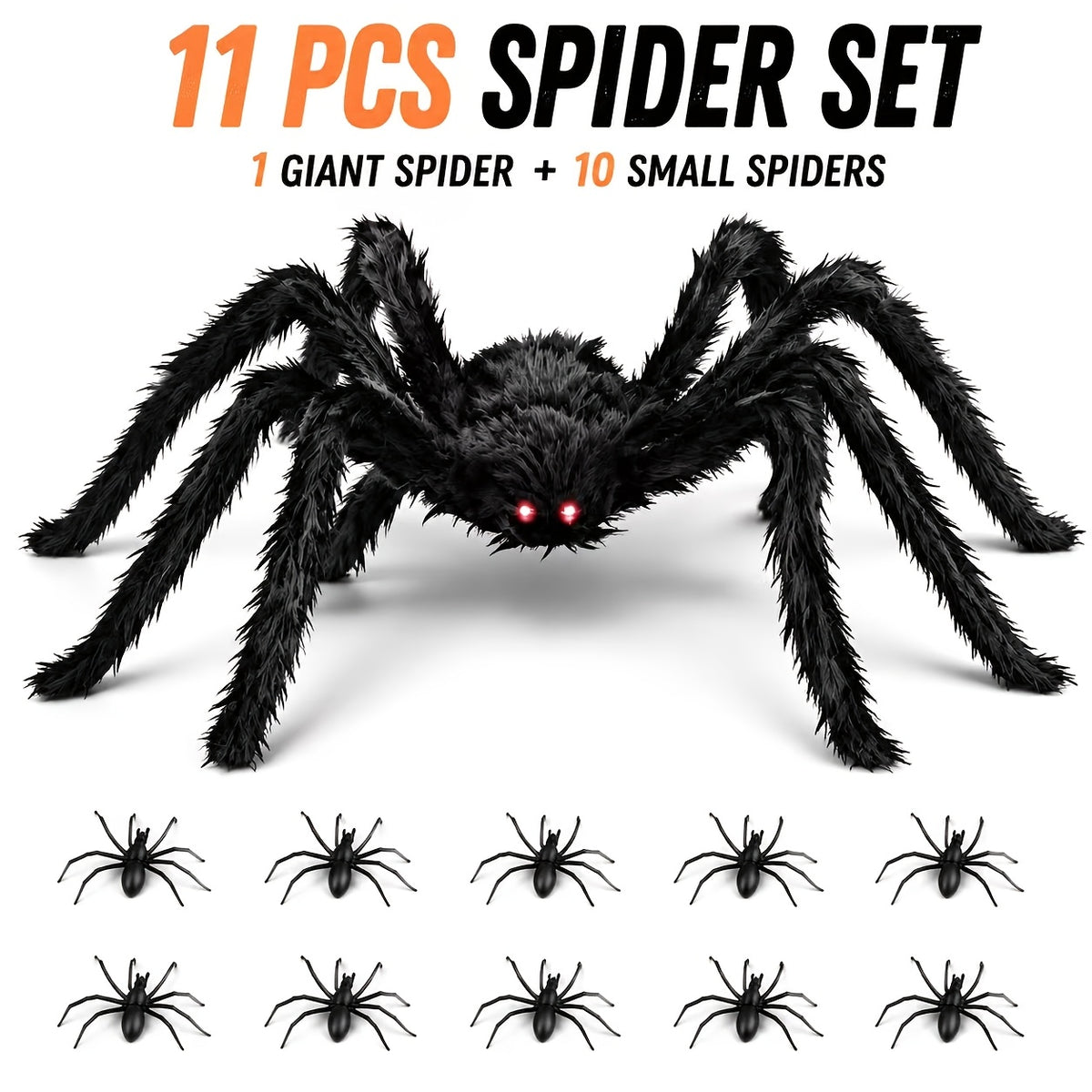 Halloween Outdoor Decorations, 6.56ft Giant Realistic Scary Black Spider for Halloween, with Bendable Legs & Soft Body, for Halloween Props, Halloween Home Decor, Fall Decor, Halloween Yard Decorations, Skeleton Life Size, Haunted Houses, Parties