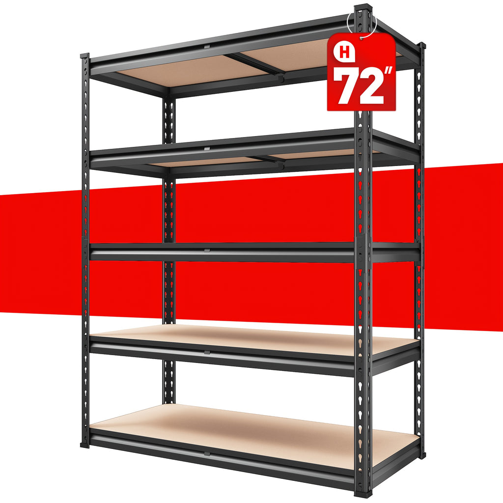2000LBS Garage Shelving Storage Shelves Heavy Duty Shelving 5 Tier Metal Shelving Units For Garage Shelves 72"H X35.5"W X 15.8"D, Adjustable Metal Shelving Unit For Garage Shelves Utility Rack Shelf For Basement Pantry Closet Shelves, Black, Utility Shelv