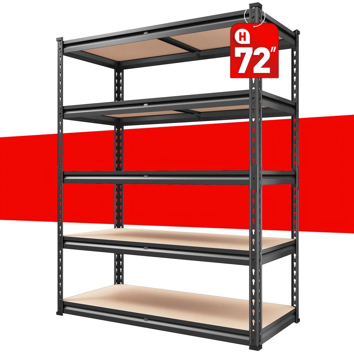 2000LBS Garage Shelving Storage Shelves Heavy Duty Shelving 5 Tier Metal Shelving Units For Garage Shelves 72"H X35.5"W X 15.8"D, Adjustable Metal Shelving Unit For Garage Shelves Utility Rack Shelf For Basement Pantry Closet Shelves, Black, Utility Shelv