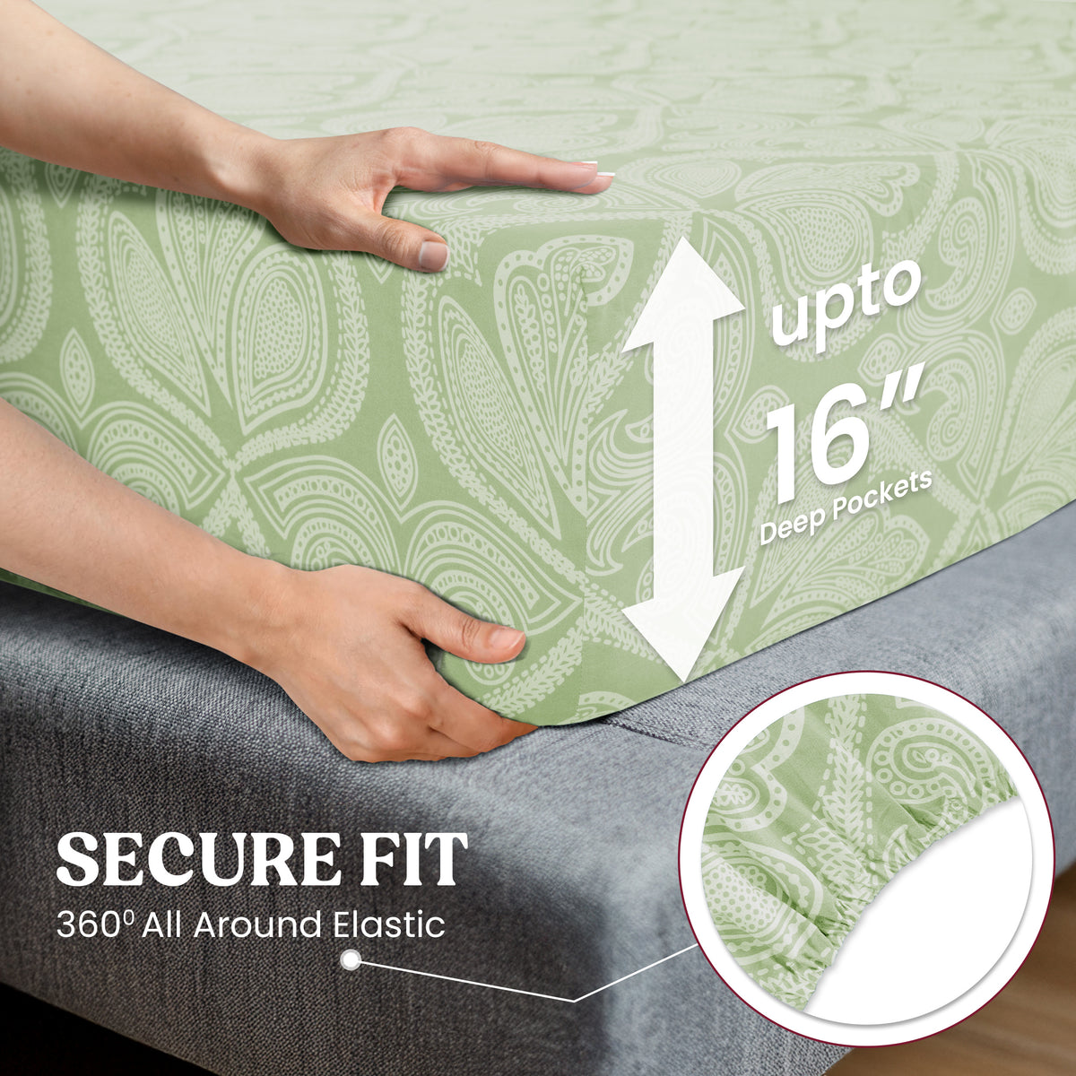 Paisley Microfiber Sheet Set, Soft 100% Polyester Bedding with 16-Inch Deep Pocket Fitted Sheet, Flat Sheet and Pillowcases in Six Bed Sizes