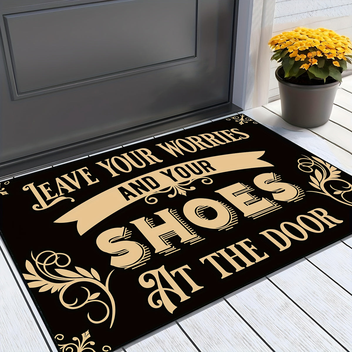 Leave Your Worries And Shoes Doormat Welcome Entrance Carpet Non-Slip Floor Mats Indoor Home Decor