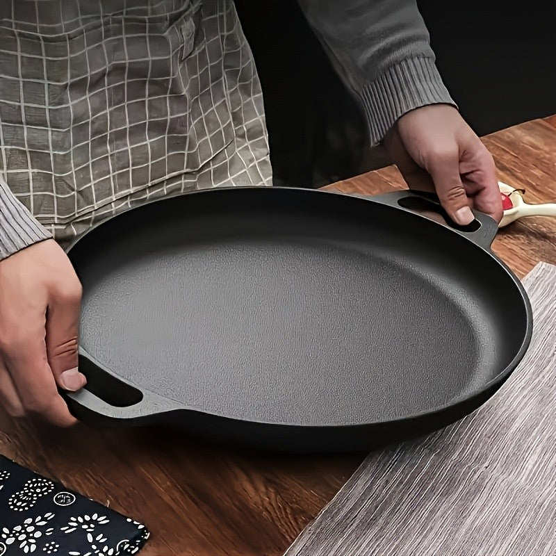 1/2/3pcs Cast Iron Pan, Pre Seasoned, Multifunctional, Non-Stick, for Pizza Lovers, for Home Kitchens, Outdoor Cooking, Durable, Even-Heating, Versatile, Compatible with All Stoves, Perfect for Home Kitchens And Outdoor Cooking