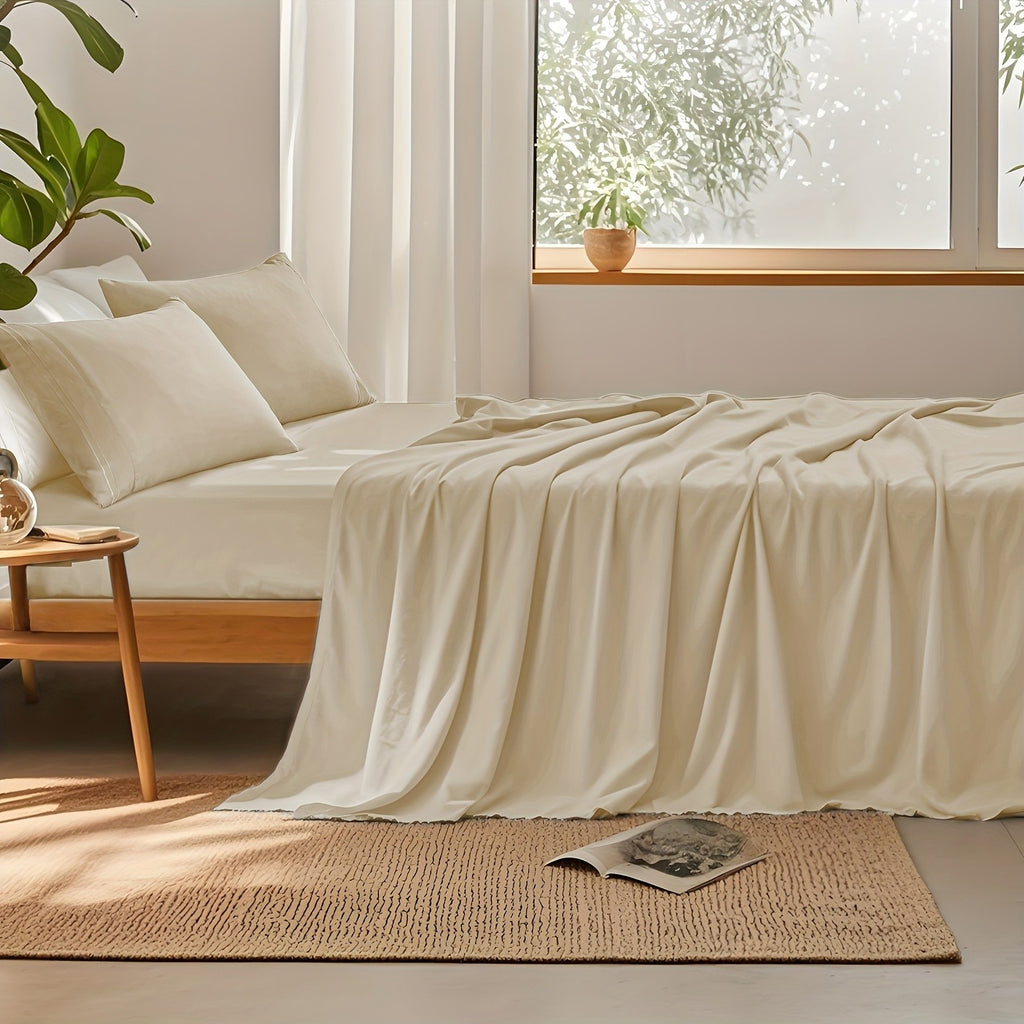ClevaHome Light Luxury Breathable Sheet Set - 3/4pcs Deep Pockets Cooling Soft Bedding, Fade-Resistant Deep Pockets, All-Season Comfort, Ideal for Dorms, Guest Rooms Everyday Use Twin Full Queen King Sheet