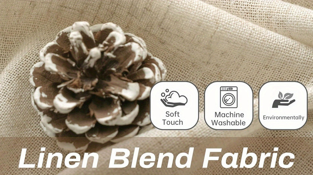 4 Panels Natural Linen Curtains for Living Room Semi Sheer Farmhouse Real Flax Rod Pocket Back Tab Boho Rustic Light Filtering Window Drapes for Bedroom Privacy Assured