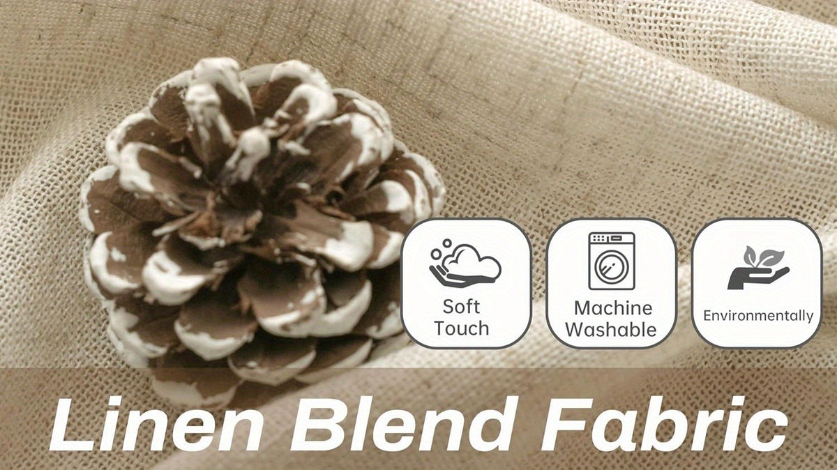 4 Panels Natural Linen Curtains for Living Room Semi Sheer Farmhouse Real Flax Rod Pocket Back Tab Boho Rustic Light Filtering Window Drapes for Bedroom Privacy Assured