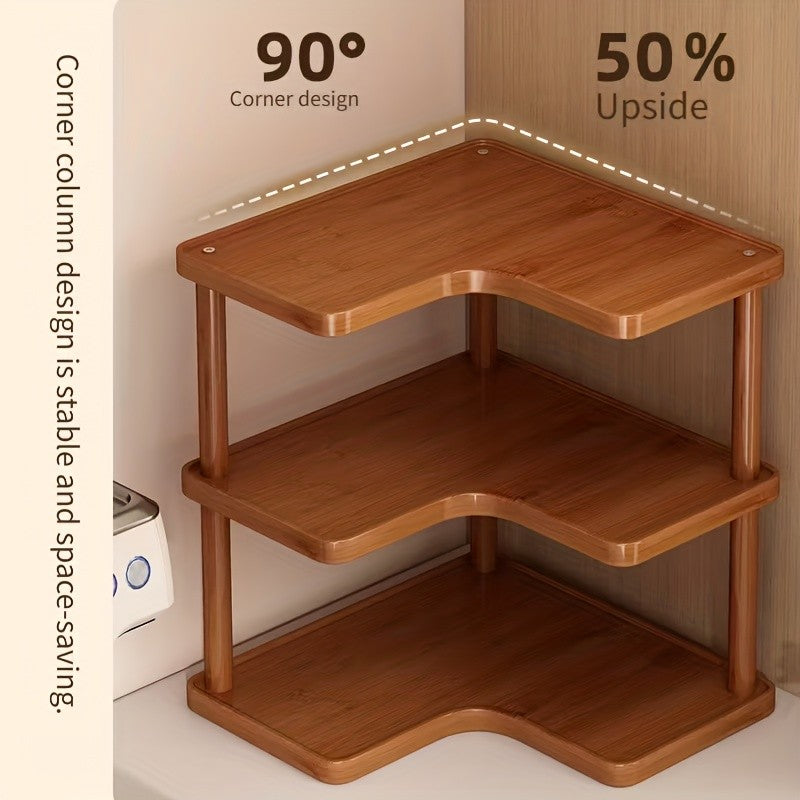 Kitchen Corner Shelf Organizer, Triangular 2 or 3 Tier Countertop Storage Rack for Coffee Accessories, Cups and Everyday Kitchen Essentials