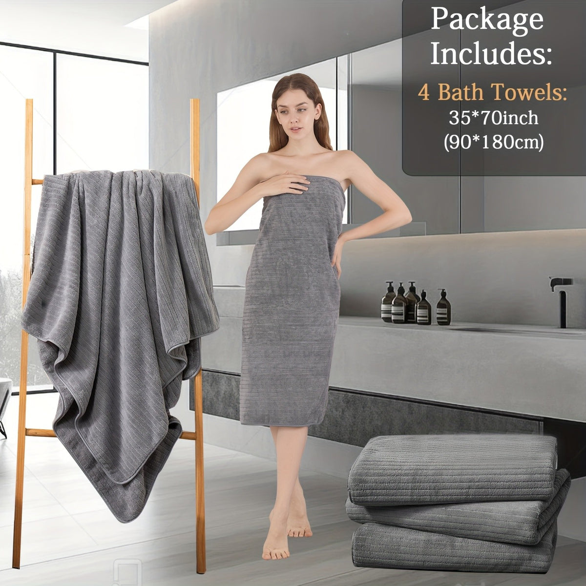 35 x 70 Inch Microfiber Bath Sheets, 4-Pack Extra Large Soft Absorbent Shower Towels in Multiple Colors for Family Bathrooms and Guest Rooms