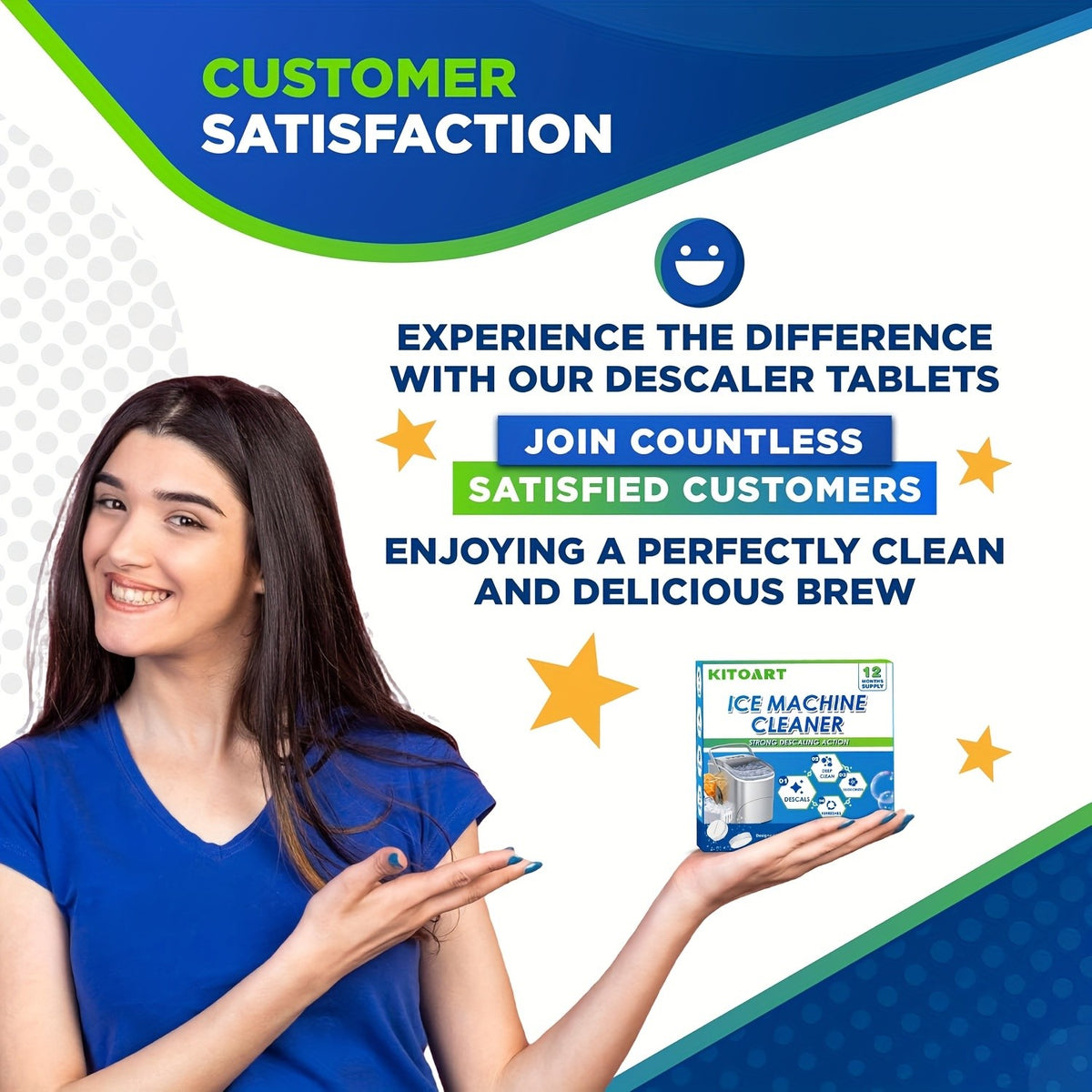 12 Ice Maker Cleaning Tablets - Gentle Formula for Deep Cleaning, Deodorizing & Scaling, Safe & Non-Toxic, No Residue, Sodium Chloride Formula, Compatible with All Ice Machines, 12pcs/24pcs/36pcs Three Specifications Are Available