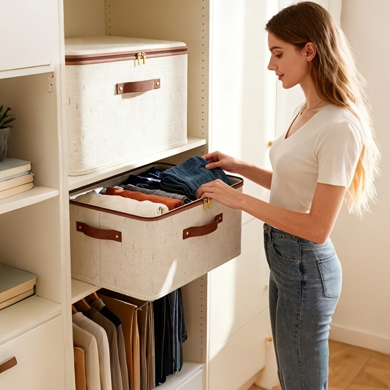 2-Pack Foldable Storage Bins with Lids - Large Capacity, Space-Saving Organizer for Clothes, Blankets, Books, Under-Bed Storage