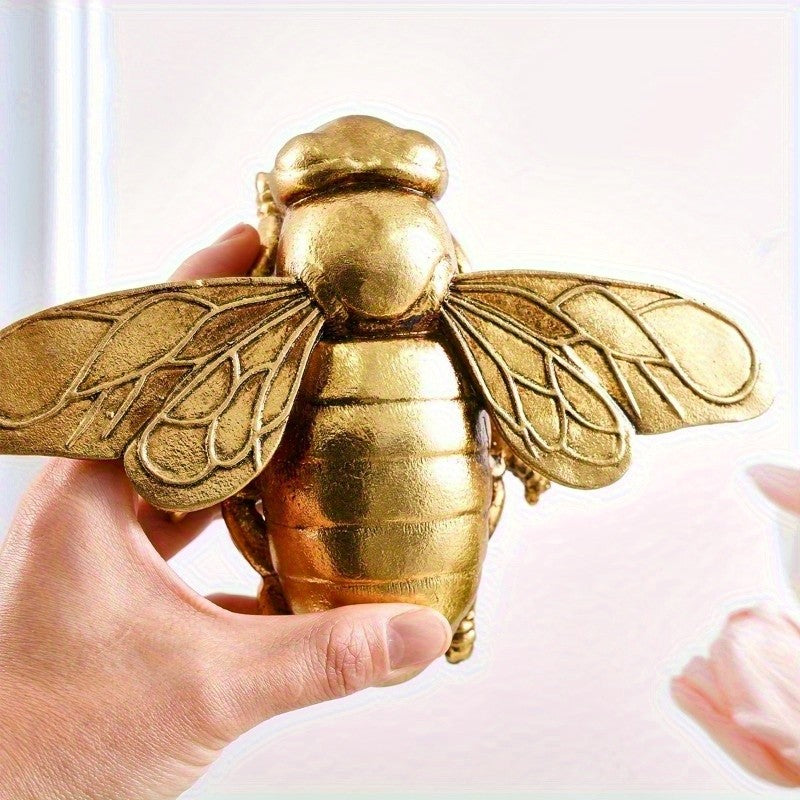 Golden Bee Wall Sculpture - Art Deco Style Handcrafted Resin Ceiling-Mounted Home Decor, Intricate Insect Wall Art for Gallery Walls, Thanksgiving & Party Decor, Classic Elegant Design