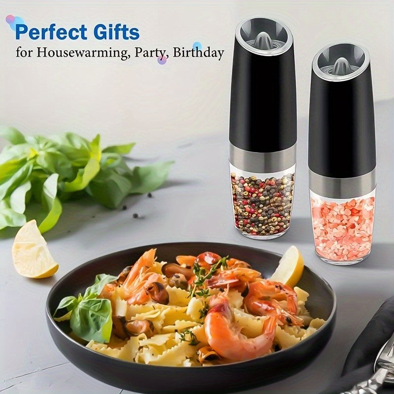 1pc Gravity Electric Pepper and Salt Grinder with Adjustable Coarseness Battery Operated LED Light (Battery Not Included) Each Grinder Requires 6 AAA Batteries You Need to Bring Your Own)