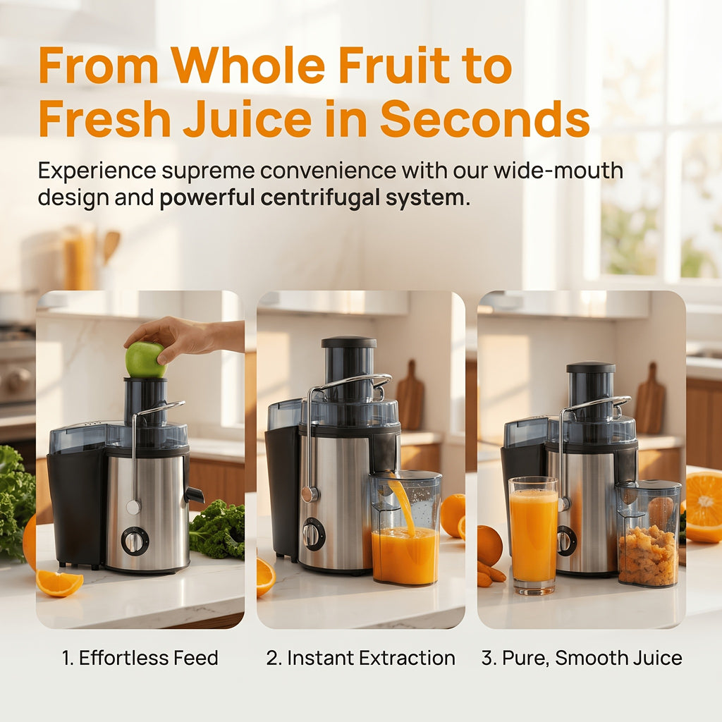 Fruit And Vegetable Centrifugal Juicer - 2-speed Adjustable Juicer with 3-inch Wide Feed Chute, Equipped with A 0.52-quart Juice Cup And A 54oz Pulp Container, Easy-to-clean Electric Juicer