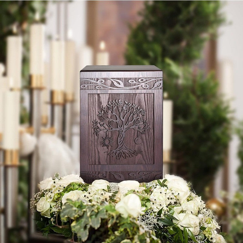 Tree of Life Wooden Urn - Elegant Memorial Urn for Men, Women & Pets |, Decorative Urn, Classic Home Decor