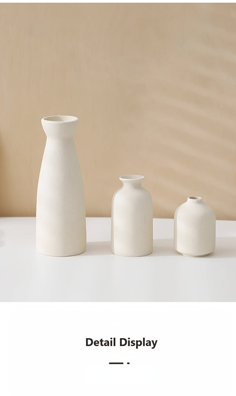 Matte Ceramic Vase Set of 3, Nordic Boho Decorative Flower Vases for Living Room Shelves, Entryway Tables, Bookshelves and Gifts