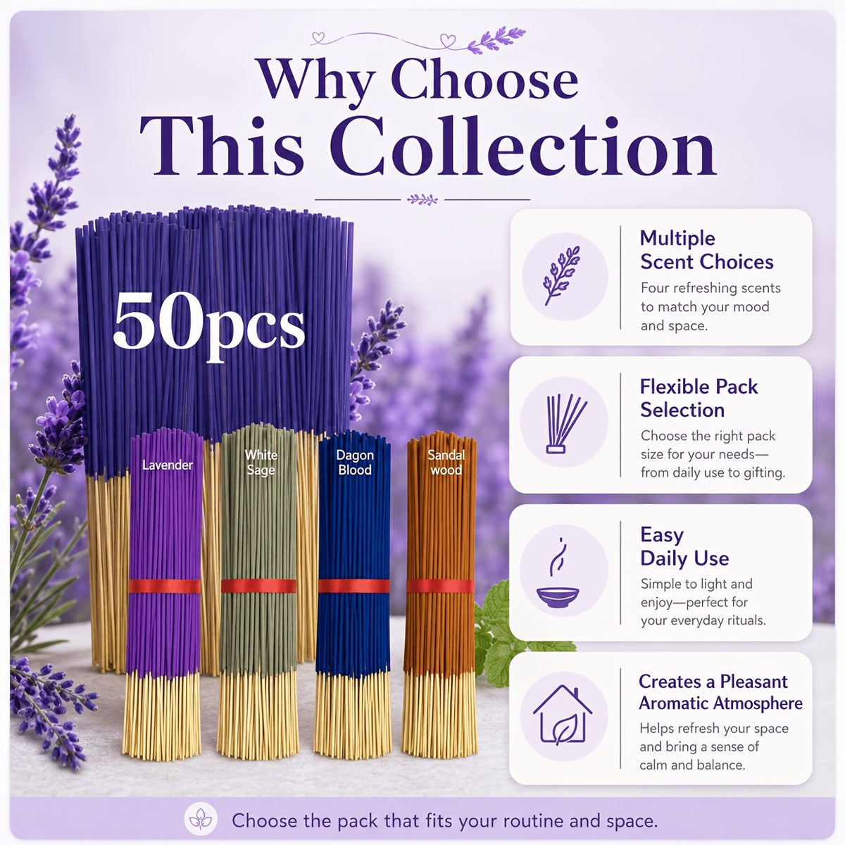 400/200/50/40/10pcs Incense Sticks - Suitable for Home, Office, Yoga, Meditation,, Long-Lasting Fragrance Gift for Christmas and Halloween