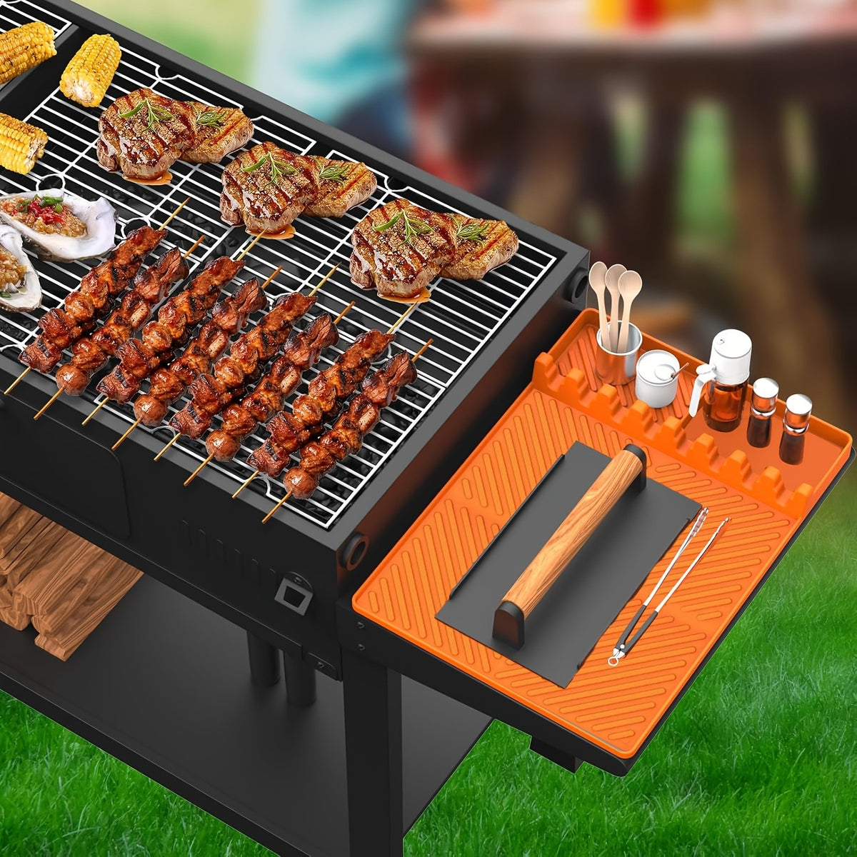 Silicone Griddle Spatula Mat, 16 x 11.5 Inch Non-Slip Utensil Rest with Raised Drip Edge for BBQ Side Shelves and Kitchen Counters, 1 or 2 Pack