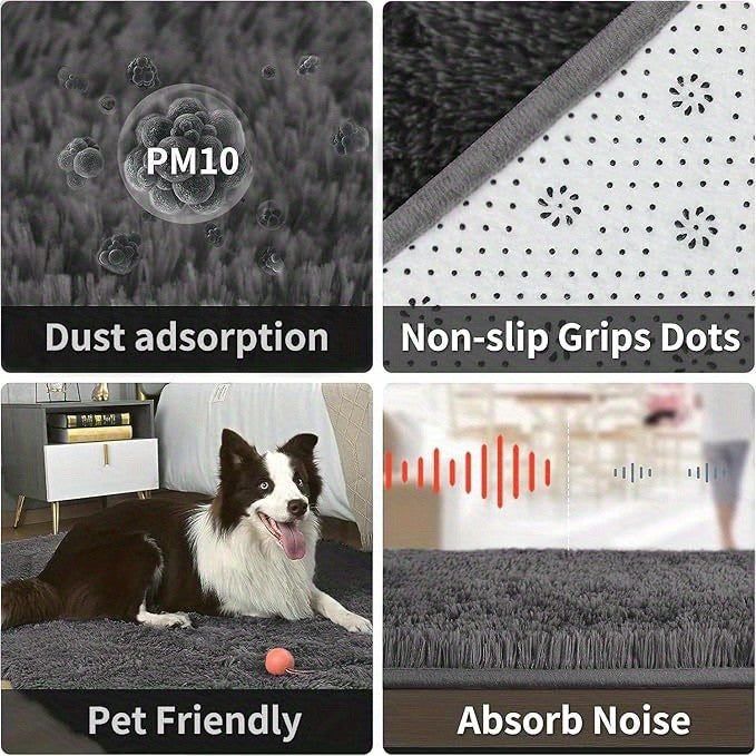 6x9 Shag Area Rug, Soft Fluffy Indoor Floor Carpet in Gray, Coffee, Black and Tie-Dye Gray Options for Living Room, Bedroom and Dorm Decor