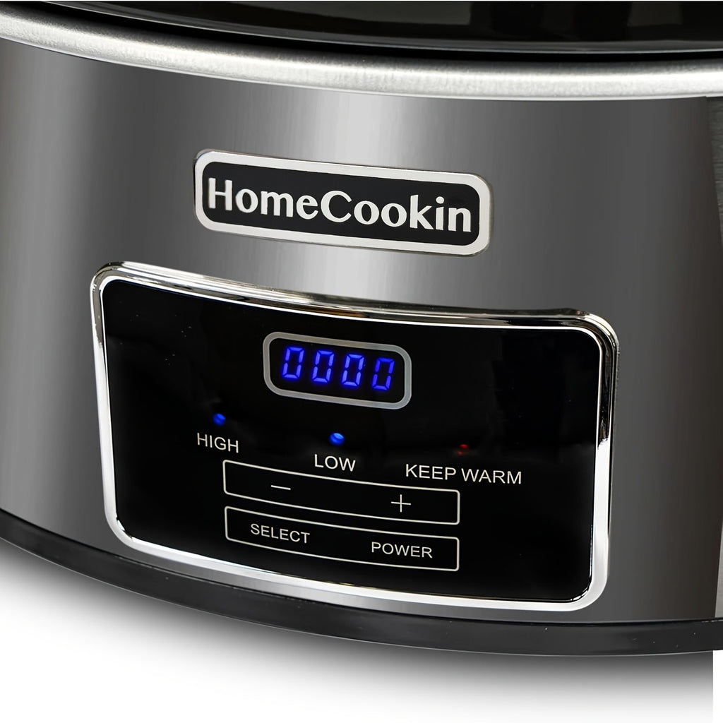 Homecookin Digital Slow Cooker with Non-Stick Ceramic Bowl - Programmable Countdown Timer & Keep Warm Function, Perfect for Family Meals, Soups, Stews, Holiday Cooking, House Party