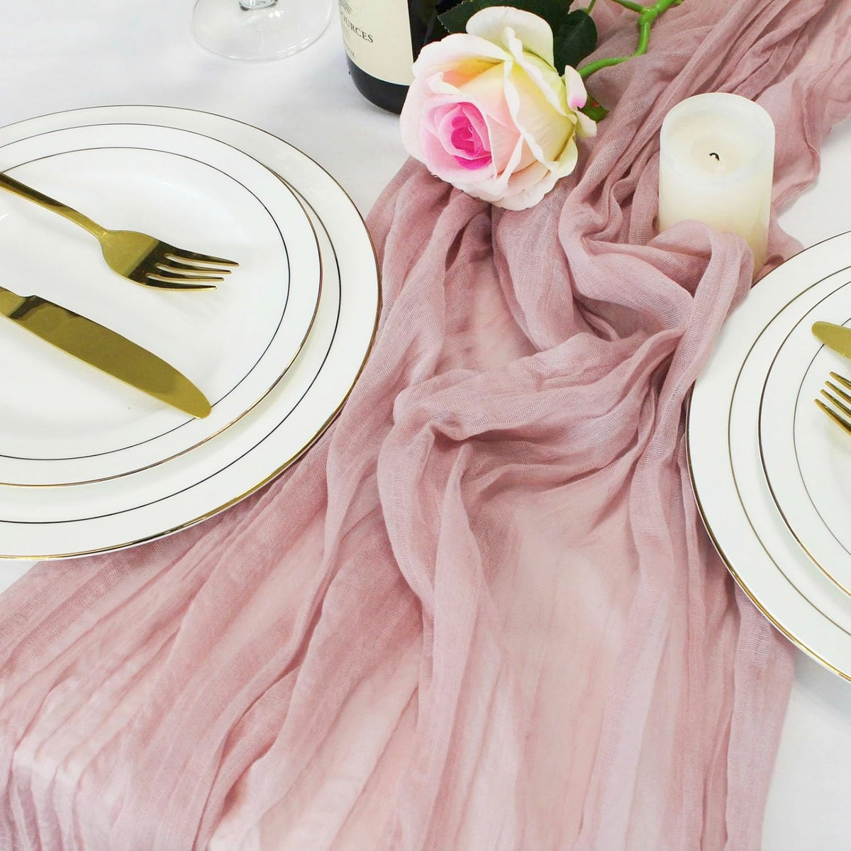 12pcs Cheesecloth Table Runner 10ft Boho Gauze Table Runner 21.3*120Inch Rustic Cheese Cloth Roll Romantic Long Cheesecloth Bulk for Wedding Bridal Shower Birthday Party Decor