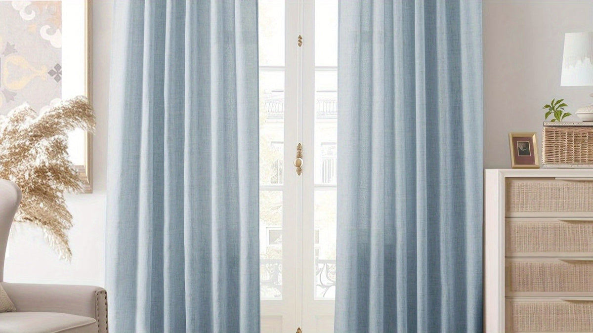 4 Panels Natural Linen Curtains for Living Room Semi Sheer Farmhouse Real Flax Rod Pocket Back Tab Boho Rustic Light Filtering Window Drapes for Bedroom Privacy Assured