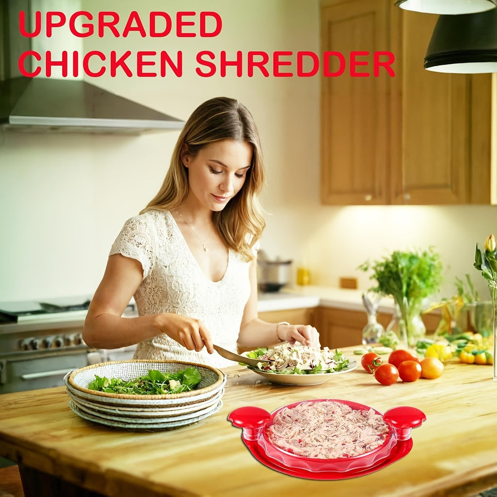 1pc Or 2pcs Kitchen Chicken Shredder Tool Twist 2024 Upgraded Large Visible Meat Shredder Twist Chicken Breast Chopper Chicken Grinder With Transparent Lid And Cleaning Brush Anti-slip Strip Suitable For Pork Beef Chicken