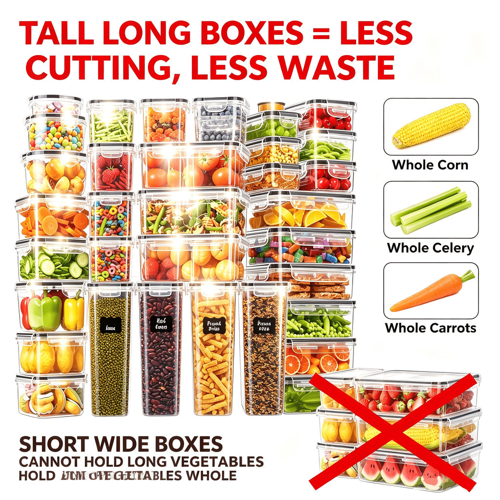 24/30/48/60PCS Airtight RV Stove And Range with Lids - Perfect for Organizing And Storing Kitchen Food Pantries, Grain, Auto Supplies, Accessories, Interior Parts And Accessories, Kitchenware, Kitchen Appliances (12/15/24/30 Lids + Containers).
