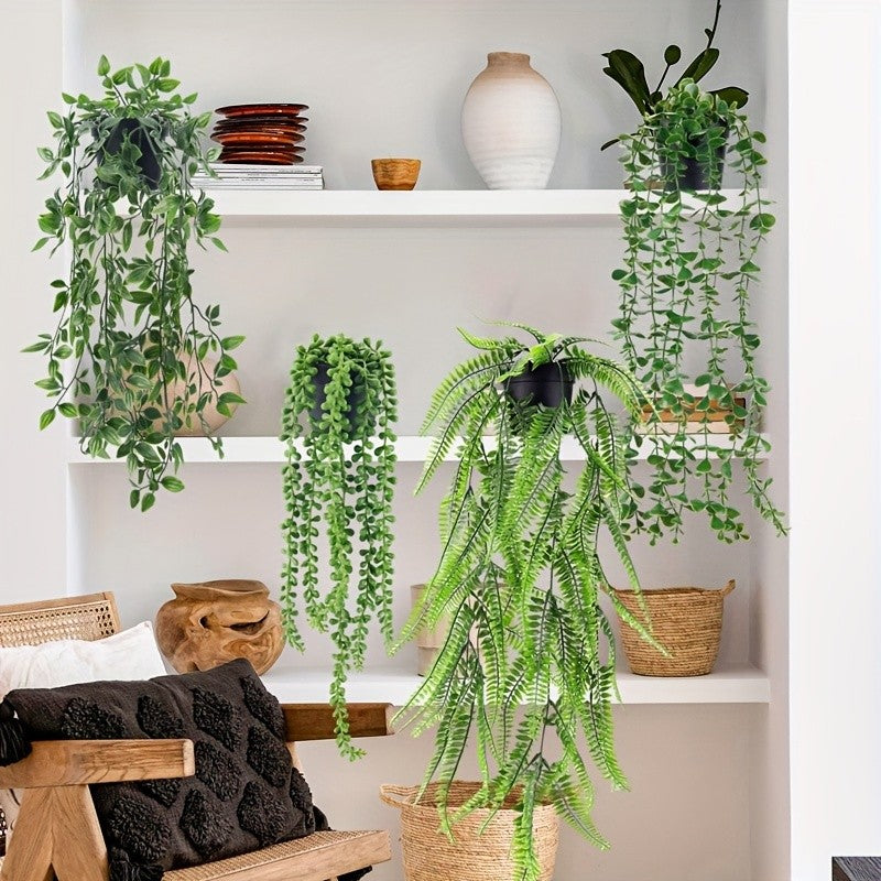 The Rose 4 Packs of Artificial Hanging Plants for Indoor And Outdoor Decoration, Perfect for Shelves And Rooms