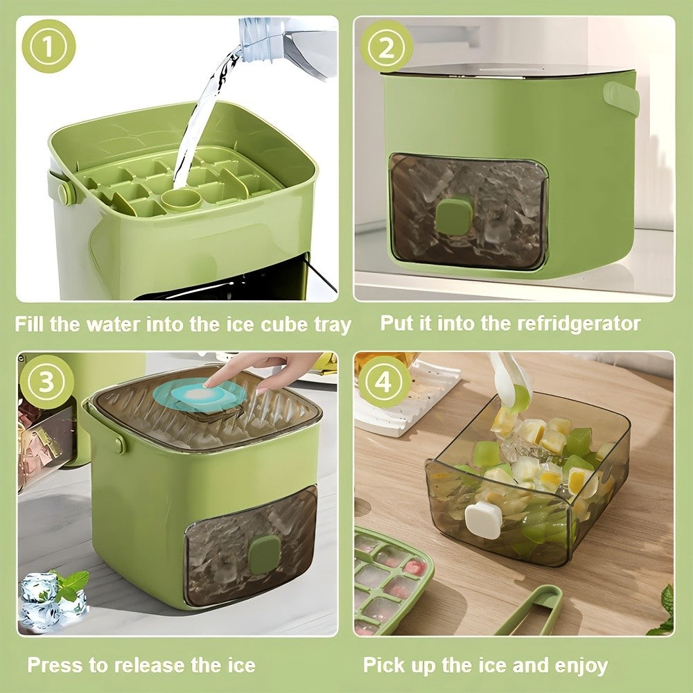 Ice Mold Designed for Making Ice at Home, 48-Compartment Cube of Ice Mold, Novelty Cube of Ice Tray with Lid, Easy Capping - Double Layer, Food Grade Plastic Storage Tray - Portable Design for Beverages, Tea & Coffee, Essential Kitchen Gadget