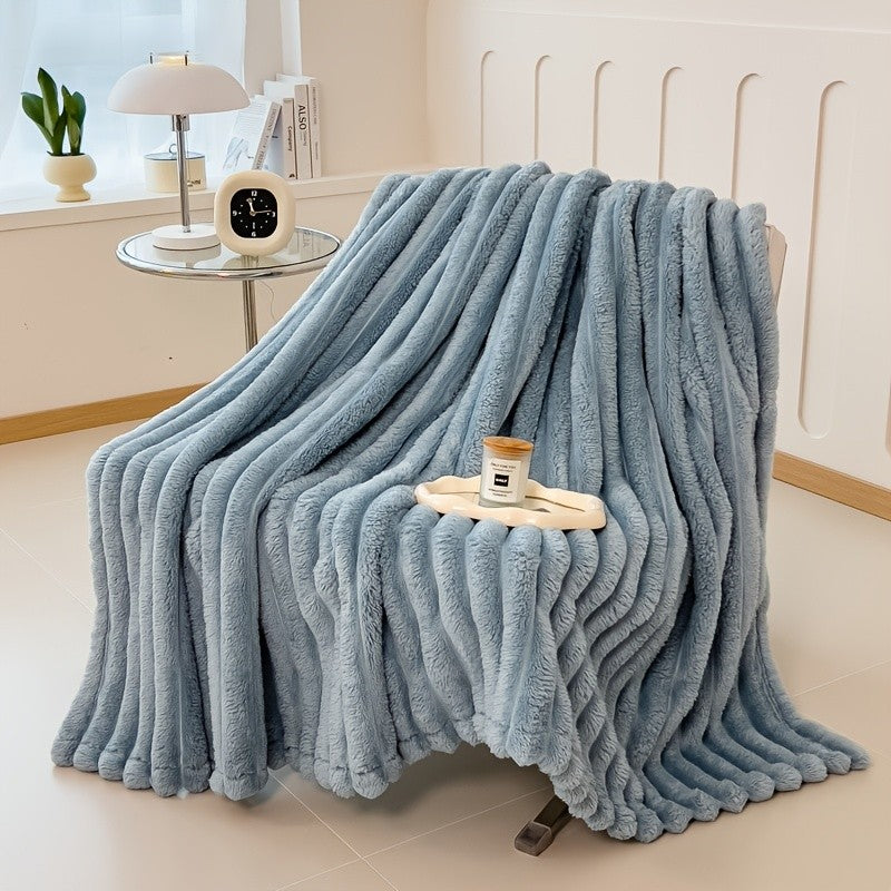 1pc Blanket Soft And Comfortable, Imitation Rabbit Fur Double-Sided Blanket Warm Fleece Blanket Nap Blanket Air-Conditioning Blanket Office Outdoor Camping Gift Blanket for All Seasons