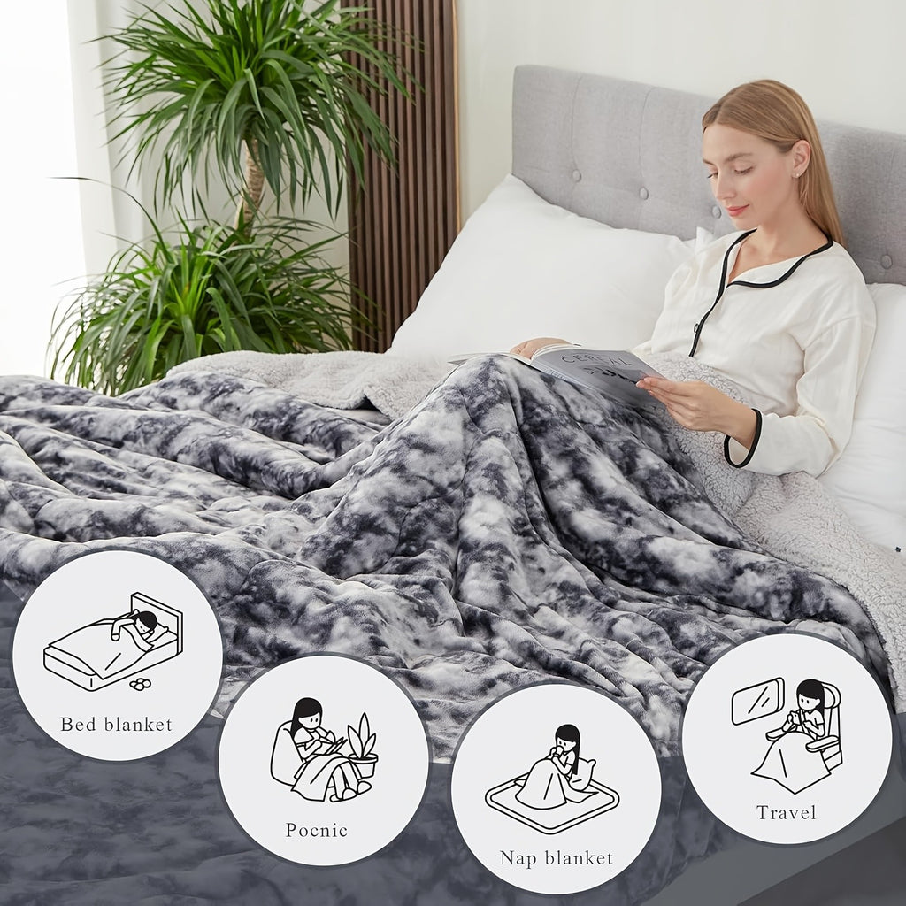 Sheep Blanket Single Bed Size Extra Thick Plush Flannel Blanket for Sofa and Bed, Microfiber Lightweight Reversible Soft Cozy Warm Luxury Bed Blanket