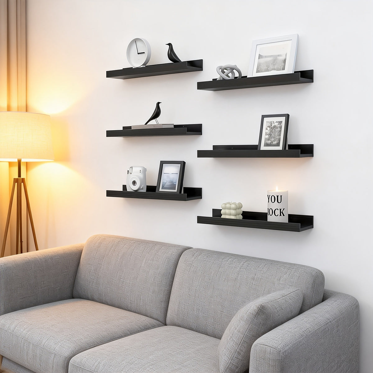4/6pcs Carbonized Black Floating Shelves, Rustic Wood Shelves, Wall Mounted Shelf for Bathroom Decor, Bedroom, Living Room, Plants, Kitchen, Bathroom, Bathroom, Office, Multi Size The Best Gifts for Father's Day And Independence Day, Floating Shelves