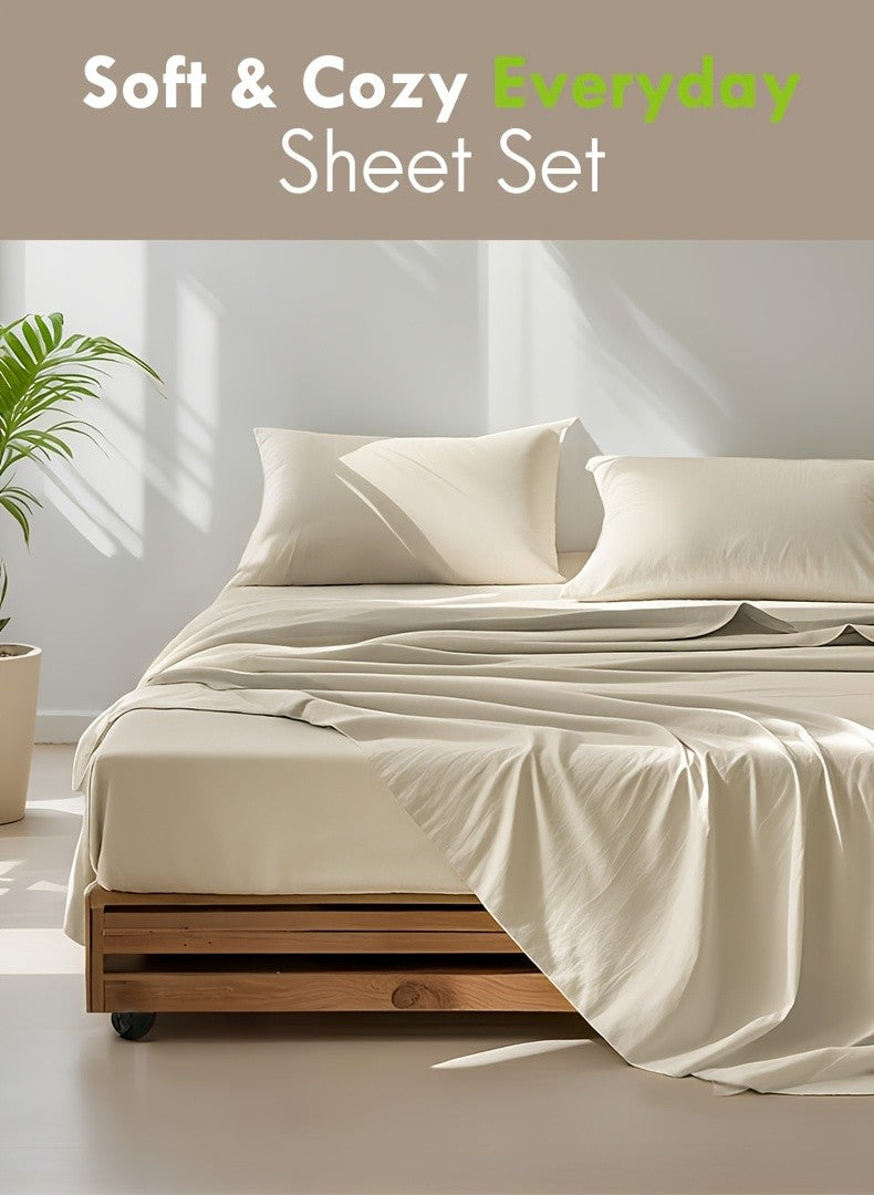 ClevaHome Light Luxury Breathable Sheet Set - 3/4pcs Deep Pockets Cooling Soft Bedding, Fade-Resistant Deep Pockets, All-Season Comfort, Ideal for Dorms, Guest Rooms Everyday Use Twin Full Queen King Sheet