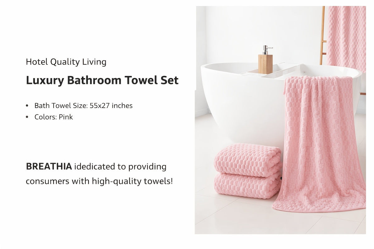 [5pcs Coral Fleece Towels] 5pcs Coral Fleece Bath Towel Set, 4 Soft Absorbent Bath Towels 27" X 55" with Hair Drying Cap, Quick Dry Plush Towels with Hanging Loop for Bathroom, Shower, Home