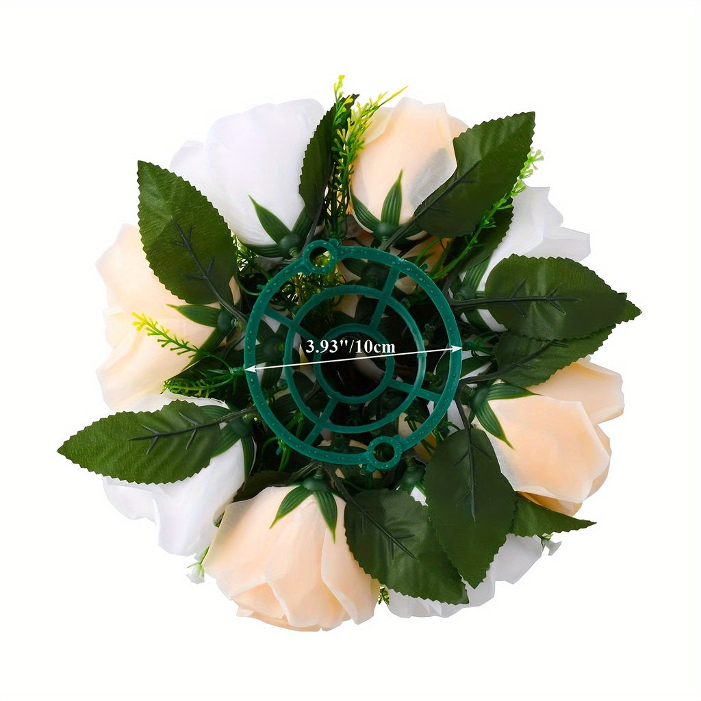 Pack Of 6 Artificial Flower Ball Arrangement Bouquets, Plastic Roses With Base, Fake Wedding Rose Flower Ball Centerpieces, Fake Flower Balls For Wedding Centerpiece Flower Racks For Party Valentine's Day Home Décor Table DIY Flower Decorations