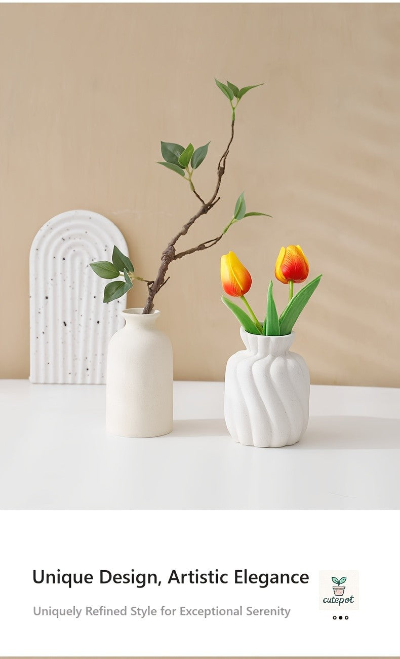 Matte Ceramic Vase Set of 3, Nordic Boho Decorative Flower Vases for Living Room Shelves, Entryway Tables, Bookshelves and Gifts