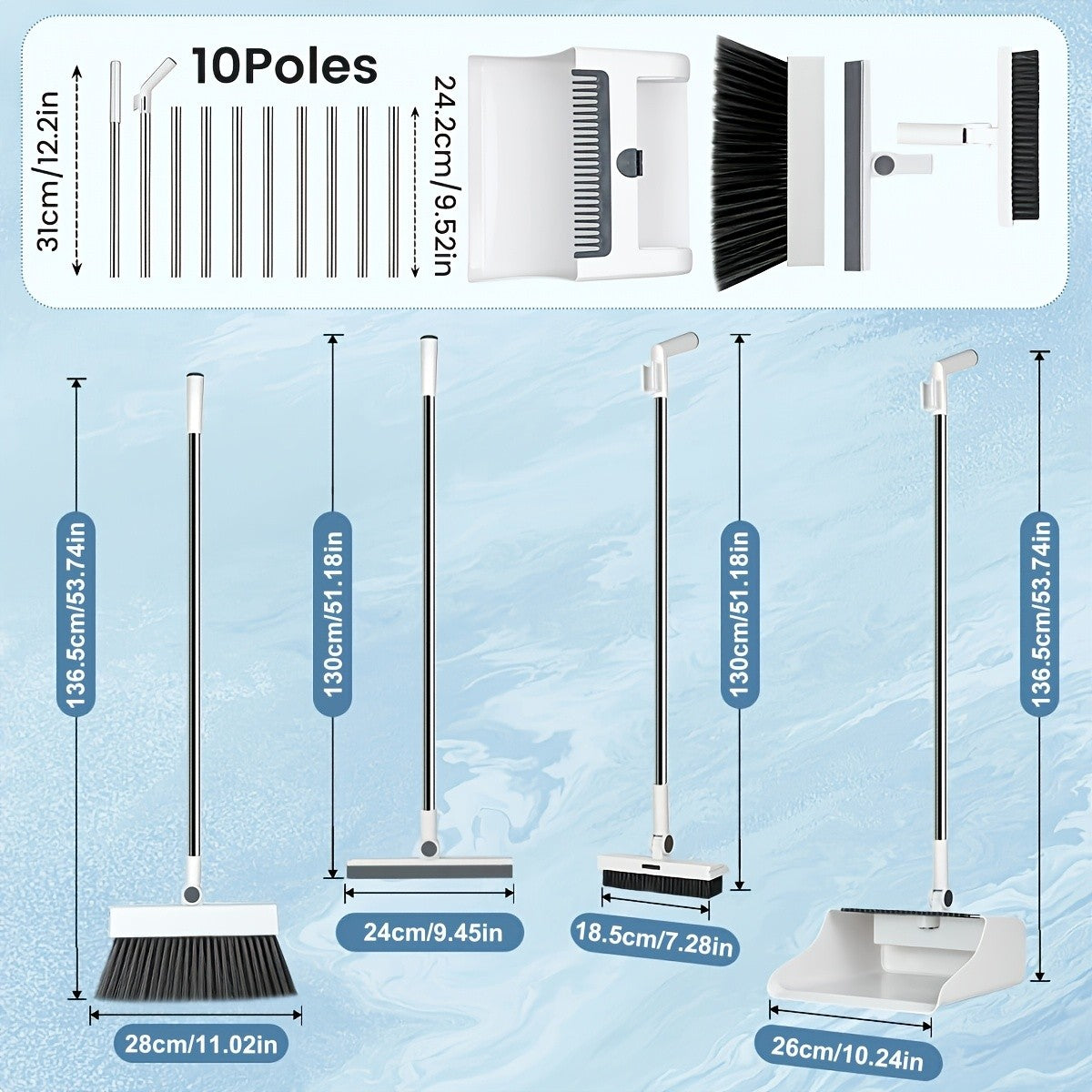 2-In-1/3-In-1/4-In-1 Broom with Dustpan Combo Set, Non-Stick Hair Cleaning for Hard Floors, Long Handle Sweeping for Living Room, Bedroom, Bathroom, Durable, Easy Storage, Rotatable, Foldable, Efficient Cleaning, Flexible Design, Fast Dust Removal