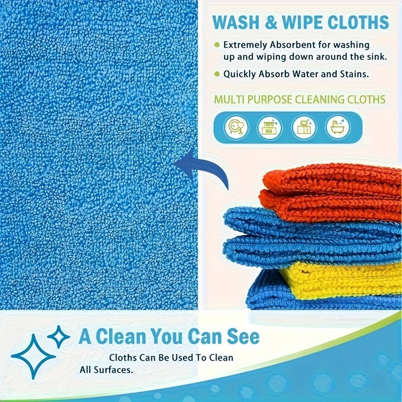 20pcs, Random Color Microfiber Cleaning Cloth, Dishwashing Cloth, Multifunctional Cleaning Towel, Household Rag, Kitchen Bathroom Cleaning Towel, Durable Absorbent Towel, Easily Remove Stains And Grease, Cleaning Supplies, Cleaning Gadgets