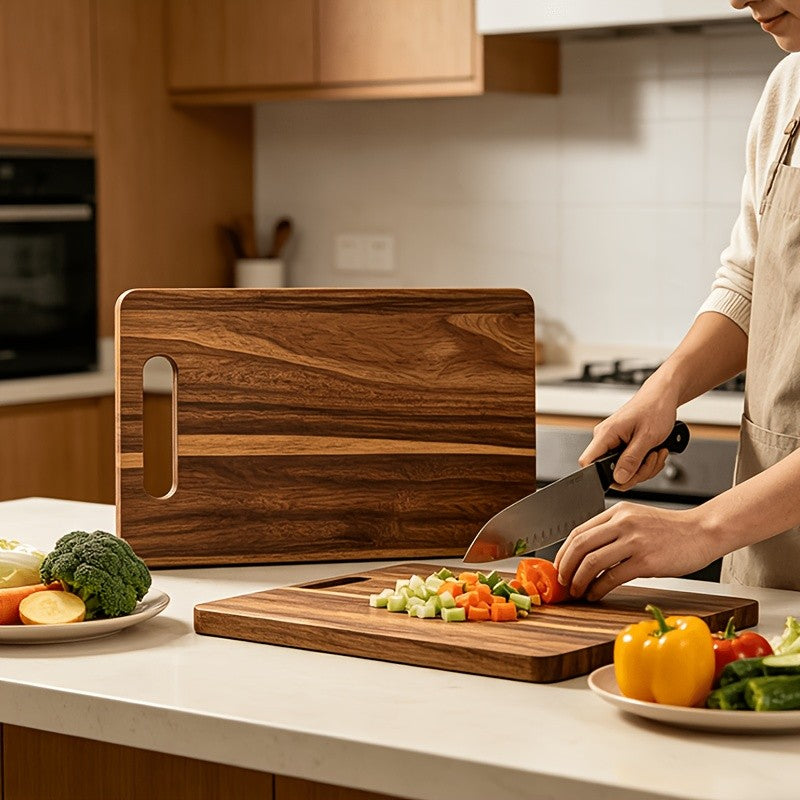Bamboo Cutting Board - Double-sided Cutting Board, Vertical Kitchen Cutting Board, Kitchen Small Tool, 1/3pcs Set With Juice Trough, Suitable For Cutting Meat, Vegetables, Bread And Wooden Cutting Board