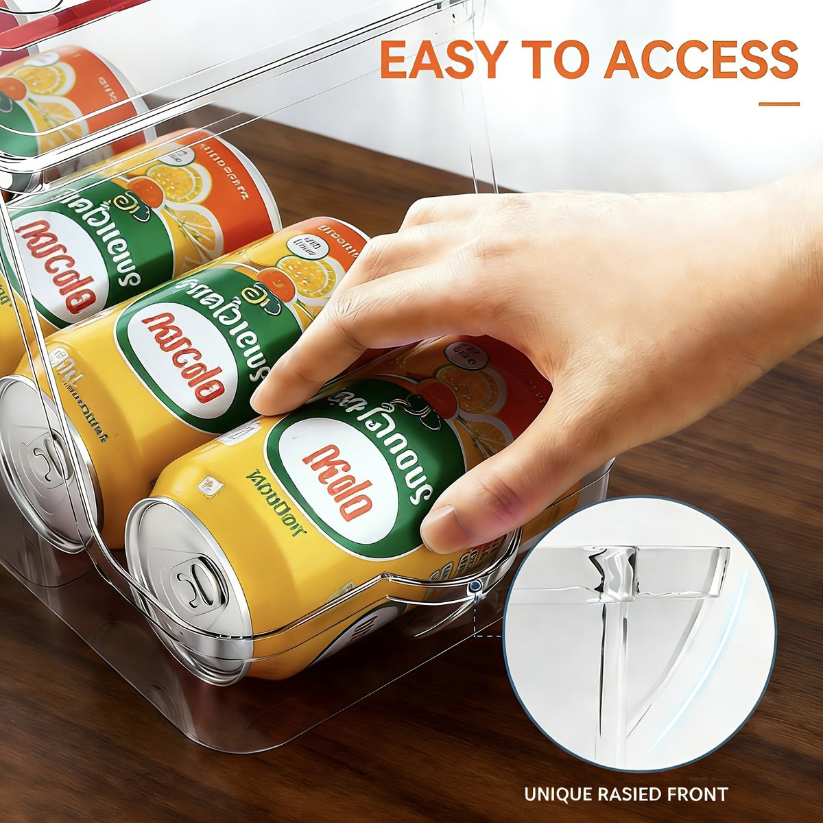 1/2 Pack Soda Can Organizer for Refrigerator Stackable Can Holder Dispenser with Lid for Fridge, Pantry, Freezer, Holds 9 Cans Each, Bpa-Free, Clear Design