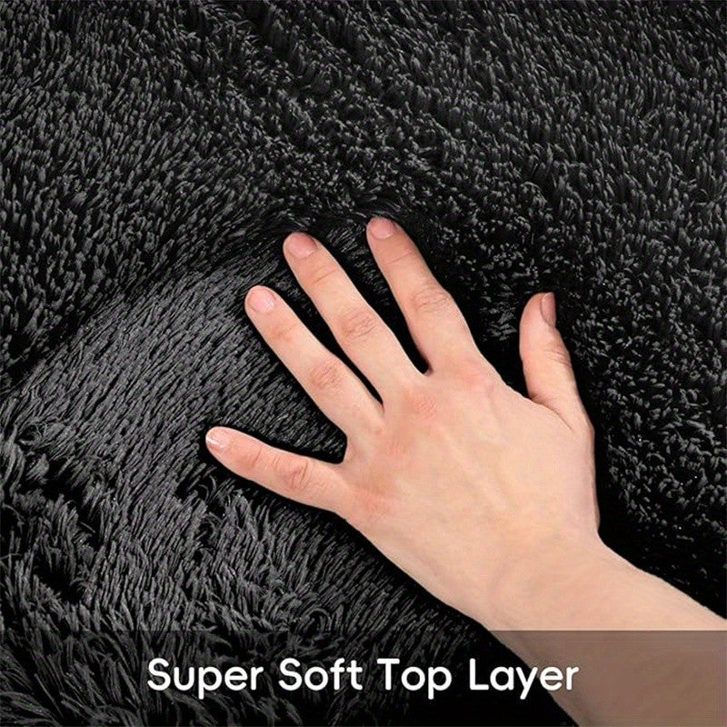 Rectangular Plush Area Rug, 62.99 x 90.55 Inch Soft Fluffy Carpet in Grey and Tie-Dye Colors for Living Room Sofas and Cozy Bedroom Decor