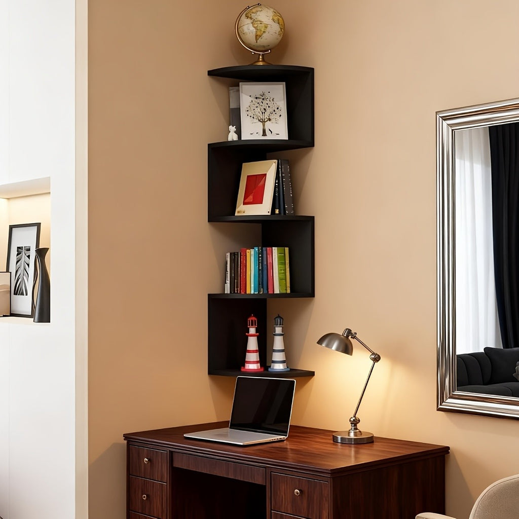 5-tier/3-tier Practical Shelf, Wall-mounted Corner Shelf, Easy to Install, Multi-layer Wall-mounted Storage Rack, Floating Shelf for Living Room, Bedroom, Kitchen, Bathroom, Office - Creative Decorative Storage Rack, Perfect Gift, 1/2pcs White/black