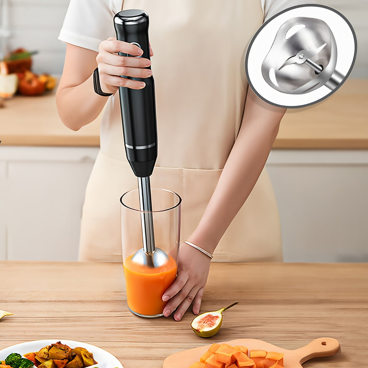 Lalayuan Electric Immersion Blender, Power Handheld Blender, 400W Portable Stick Mixer with 2 Mixing Speeds&Turbo Mode, 304 Stainless Steel Blades, Easy to Grip Speed Corded Hand Mixer, Perfect for Soup Smoothie Puree Food Fruit, with Detachable Base