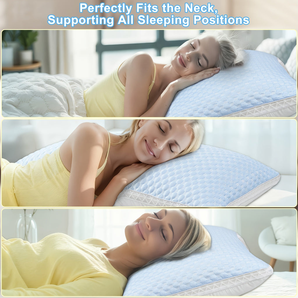 Soft Sleeping Pillow Pair, 2-Piece Blue or Gray Bed Pillows with Zipper Closure and Machine Washable Design for Bedroom, Dorm and Sofa Comfort
