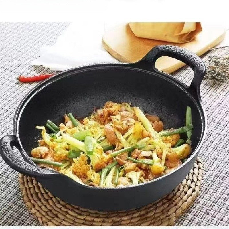 1/2pcs 20cm/7.87in Heavy-Duty Cast Iron Skillet with 2 Handles, Non-Stick, And Without Lid, Even Heat Distribution, Durable, for Home, Restaurant, Outdoor BBQ, Camping, Oven & Stovetop Use, Grilling Steaks & Baking, Versatile, Bbq Essentials
