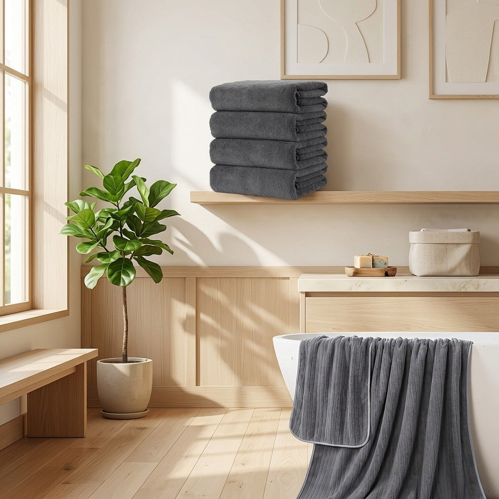 4pcs Extra-Large Bath Towels 31 X 62 Inches - Quick-Dry, Super Absorbent And Skin-Friendly, Plush Yet Lightweight, 285 GSM - Perfect for Bathroom