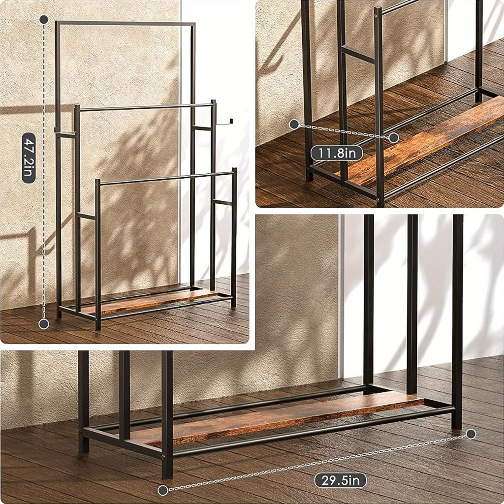 Minimalist And Durable Towel Rack, Freestanding Metal Bathtub Rack, Outdoor Pool Towel Rack, 3-Tier Bathroom And Pool Storage Rack, 47.2-Inch-High Storage Rack, Suitable for Bathrooms, Pools, And Gyms, Black