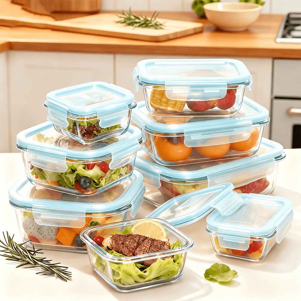 24/16pcs (12/8 Lids+12/8 Containers) Sealed Glass Food Storage Container, Outdoor Picnic, Lunch Box, Microwave, Oven, Perfect For Salads, Fruits, Vegetables, And Sandwiches, Lunch Box | Sealed Storage | Durable Glass, Food Storage Container