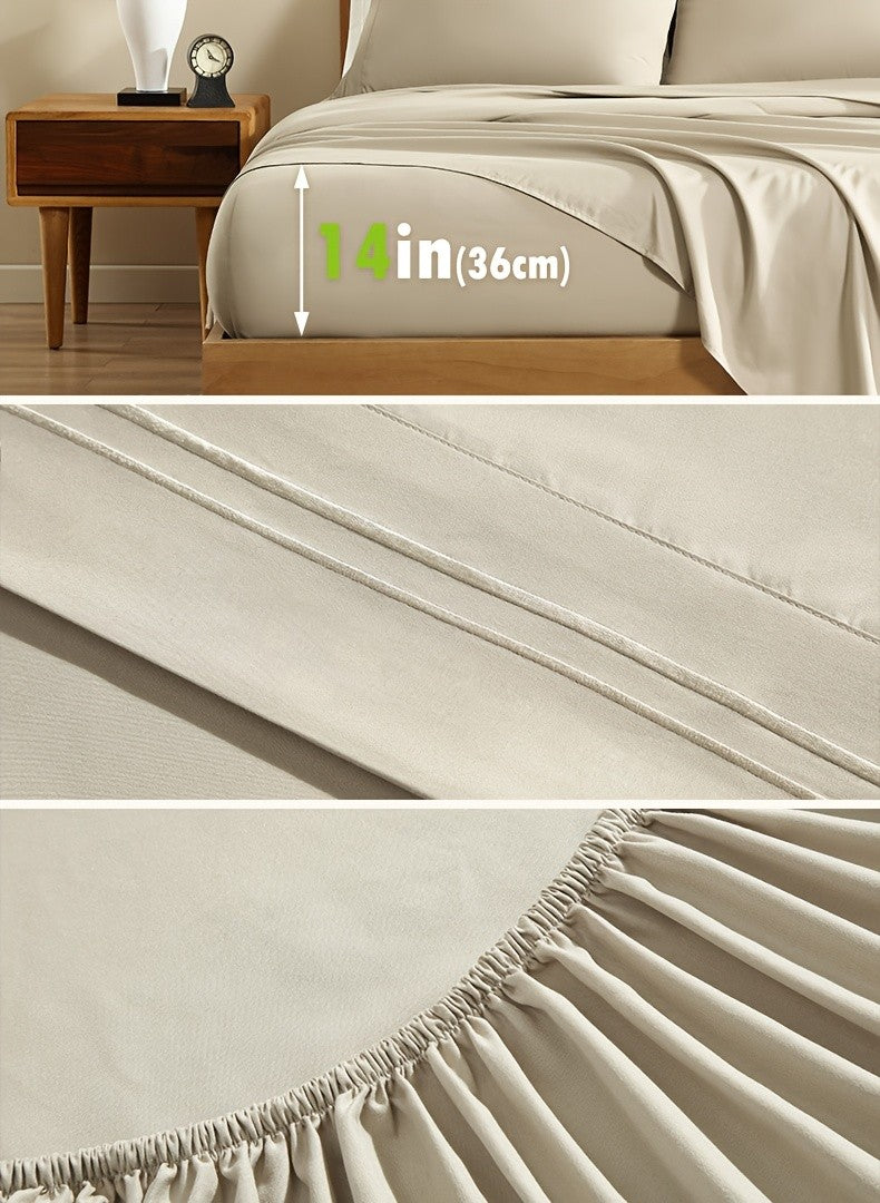 ClevaHome Light Luxury Breathable Sheet Set - 3/4pcs Deep Pockets Cooling Soft Bedding, Fade-Resistant Deep Pockets, All-Season Comfort, Ideal for Dorms, Guest Rooms Everyday Use Twin Full Queen King Sheet