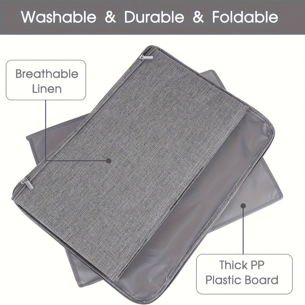 Quilt and Clothes Storage Bags, 4-Pack Foldable Organizers with Zippered Lids and Carry Handles for Bedding, Seasonal Clothing and Closet Shelves